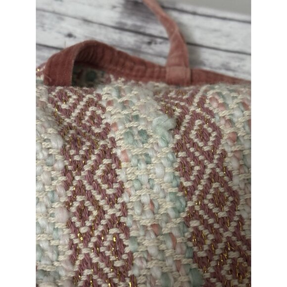 Pink Green Aspen Woven Knit Tree Skirt with Velvet Trim, 48" - Picture 9 of 10